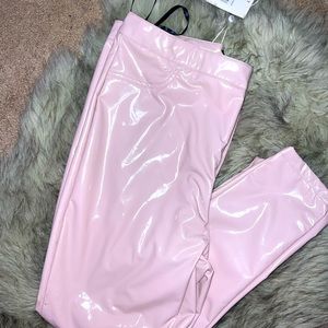 Blush pink latex pants